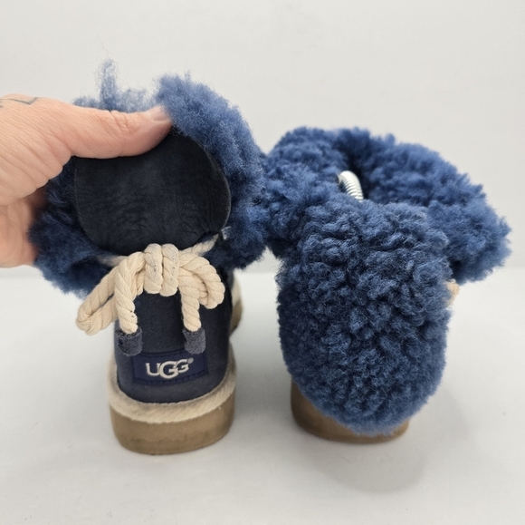 UGG | Selene Bailey II navy suede shearling lined boho slip-on boots | WMS 5 - Picture 9 of 13